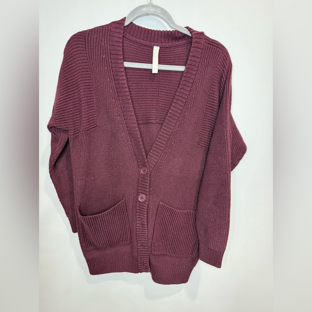 Athleta West End‎ Oversized Chunky Knit Cardigan - Antique Burgundy